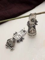 Thumbnail for trueBrowns Silver Tone Floral Jhumka Earrings - Distacart