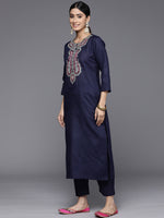 Thumbnail for Varanga Women Solid Round Neck Yoke Kurta Paired With Tonal Bottom And Contrast Dupatta - Distacart