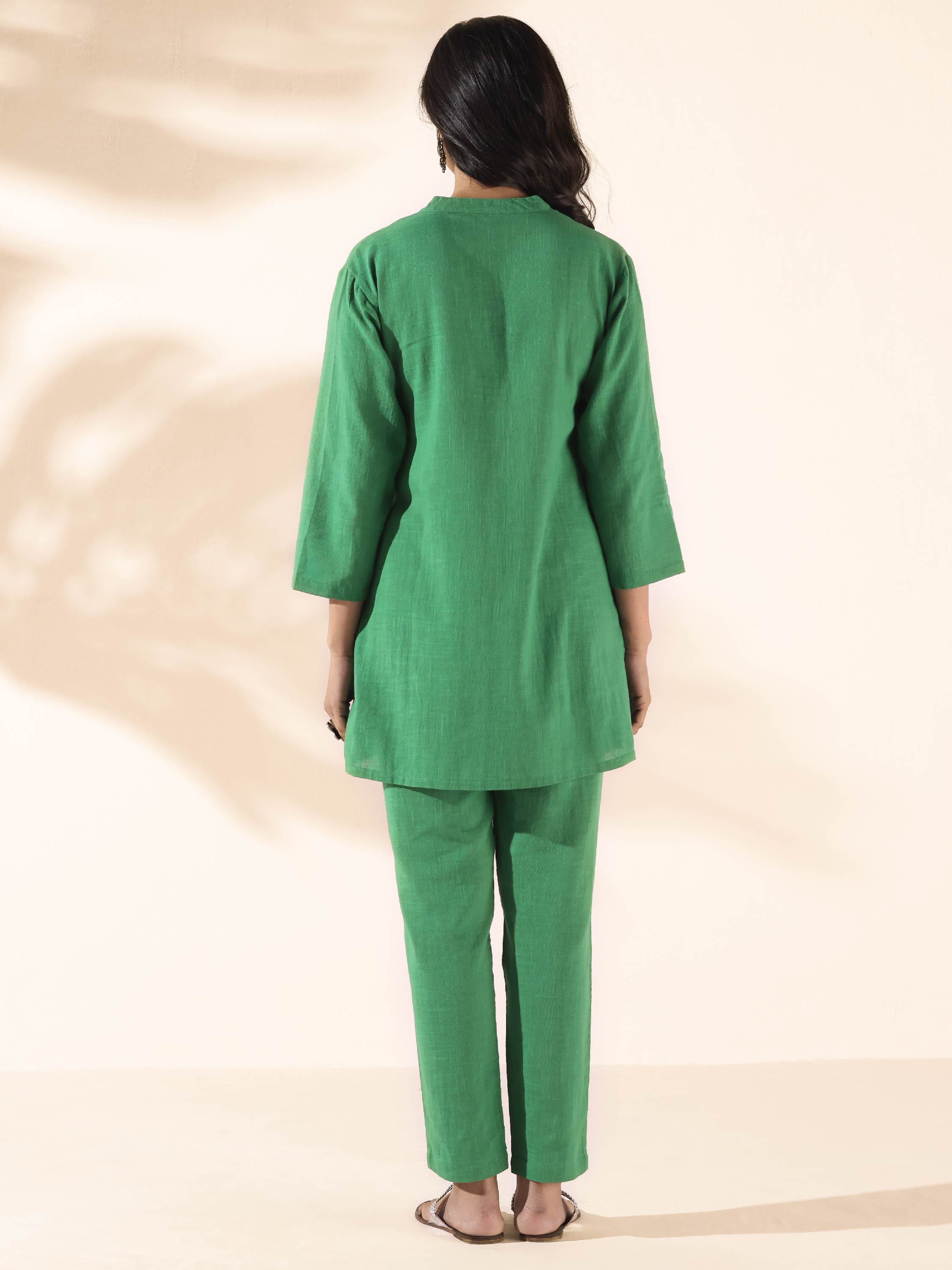trueBrowns Green Cotton Relaxed Co-ord Set - Distacart