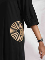Thumbnail for trueBrowns Black Cotton Embroidered Dress - Distacart