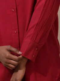 Thumbnail for trueBrowns Maroon Cotton Linen Co-Ord Set