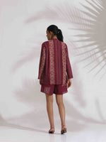 Thumbnail for trueBrowns Purple Cotton Print Short Co-ord Set