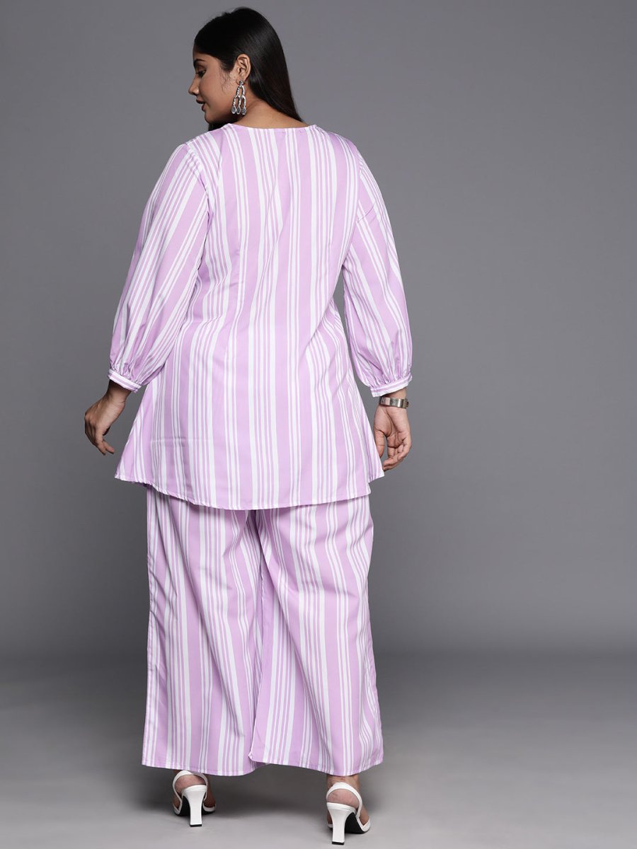 Ahalyaa Plus Size Striped Tunic with Palazzos - Distacart
