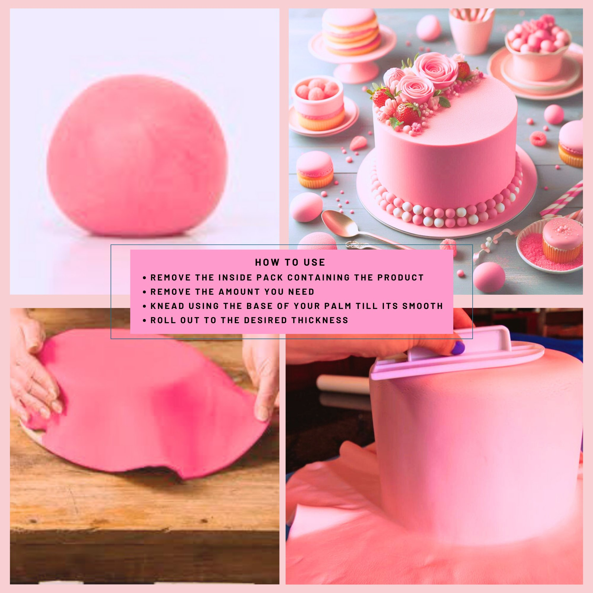 hot pink fondant edible sugarpaste 1kg