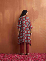 Thumbnail for trueBrowns Maroon Print A-line Kurta Co-ord Set