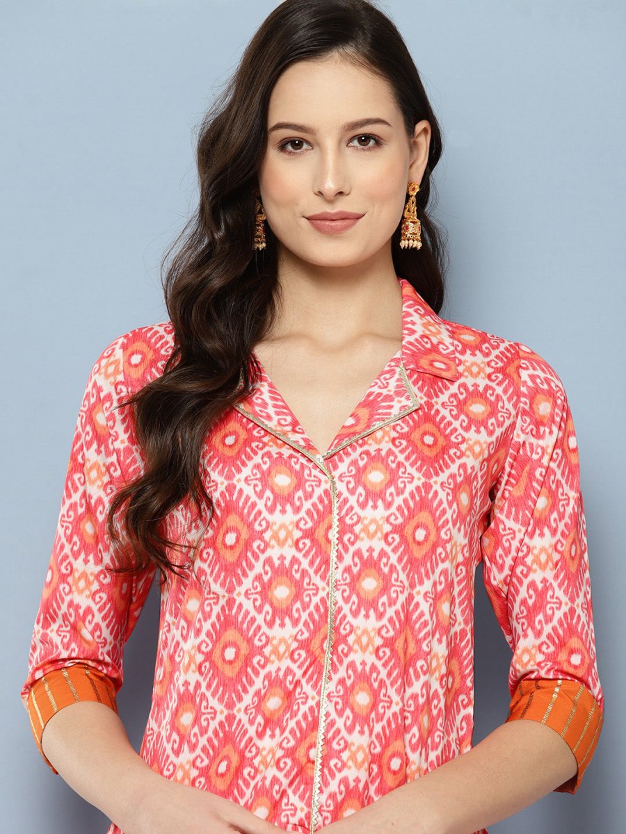 Ahalyaa Women Ethnic Motifs Printed Regular Gotta Patti Kurta with Palazzos - Distacart