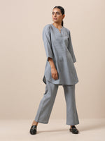 Thumbnail for trueBrowns Cotton Steel Blue Short Co-Ord Set | Relove - Distacart