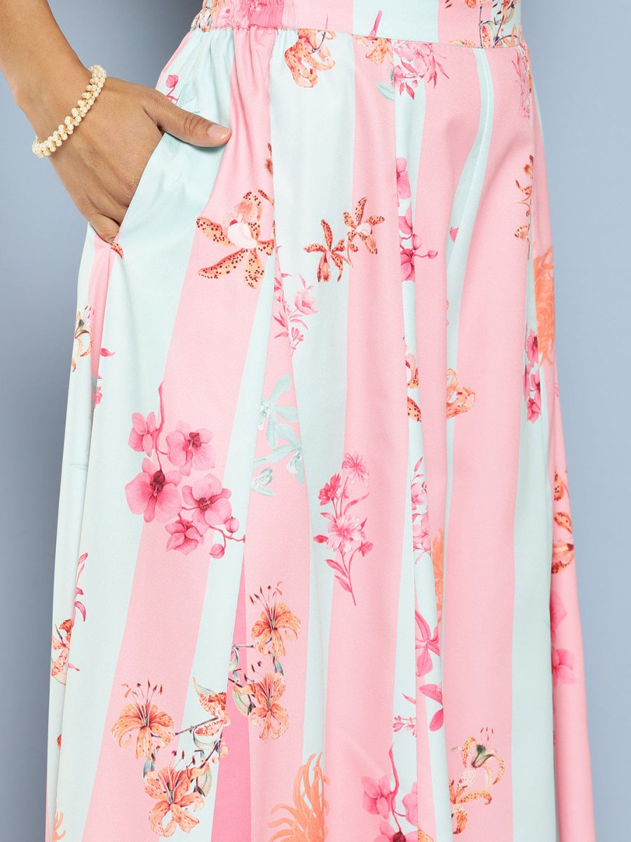 Ahalyaa Women Floral Printed Top with Palazzos & Shrug - Distacart