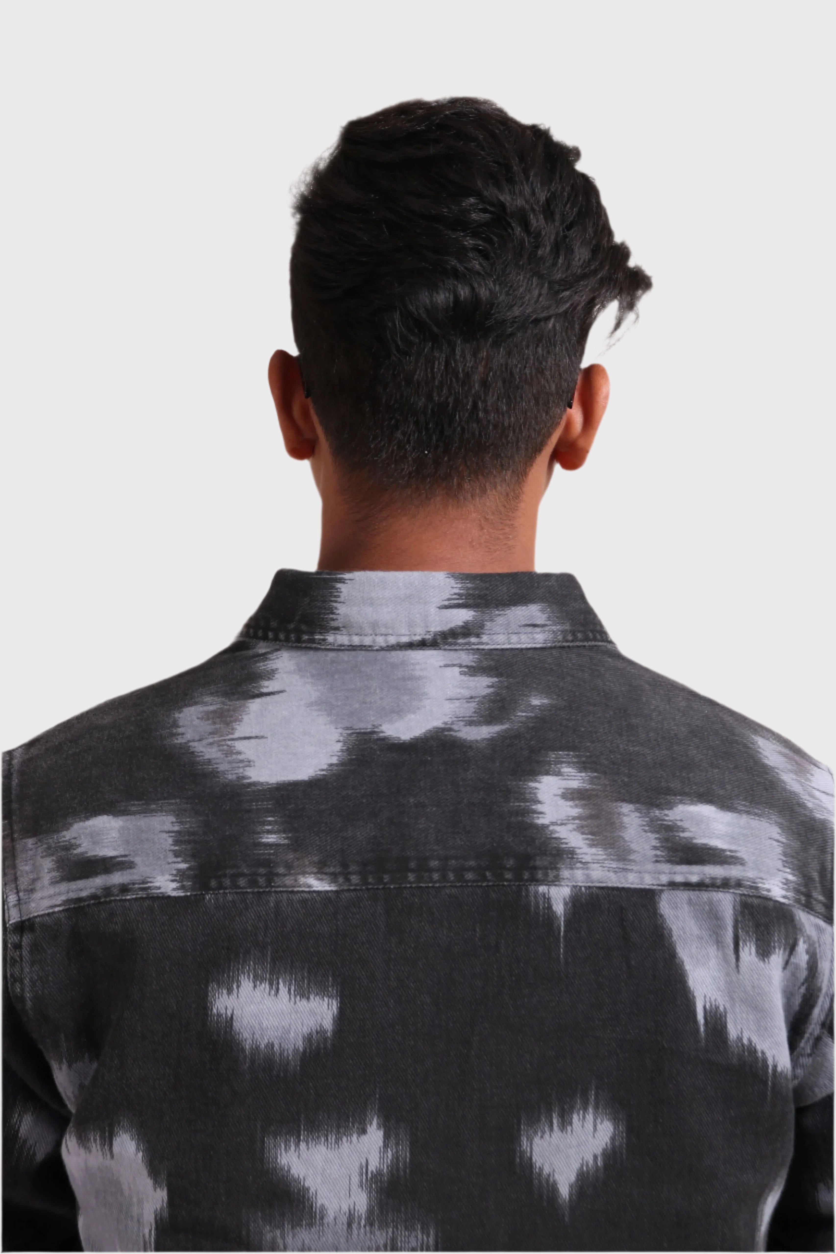 Xkind Light Blue Printed Denim Shacket