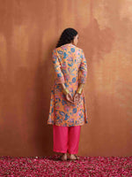 Thumbnail for trueBrowns Orange Print Kurta Co-ord Set