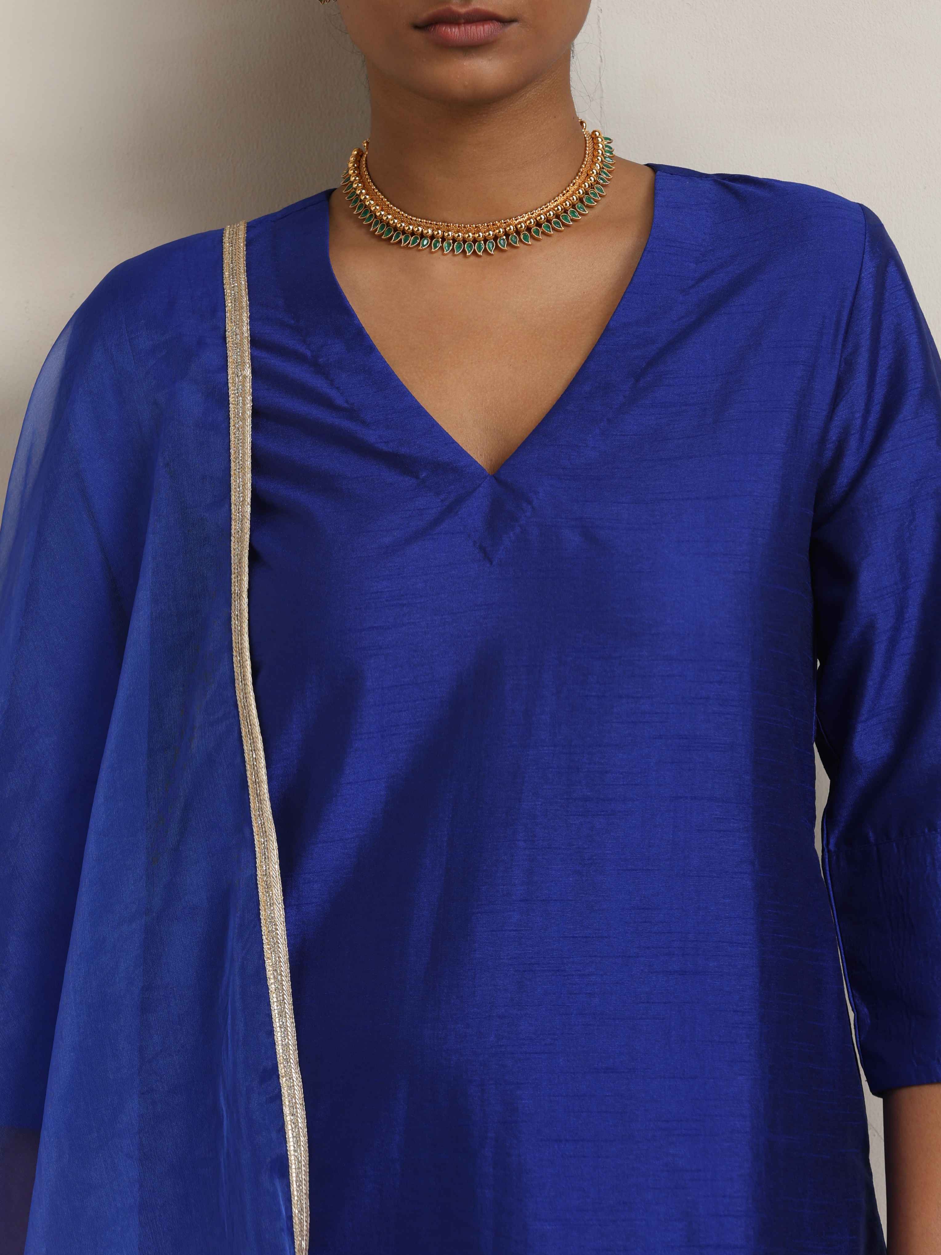 trueBrowns Electric Blue Sharara Dupatta Set - Distacart