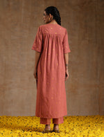 Thumbnail for trueBrowns Blush Gold Cotton Relaxed High-Low Kurta Set - Distacart