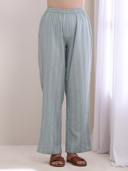 trueBrowns Eggshell Blue Dobby Neck Pleat Kurta Pant Set - Distacart