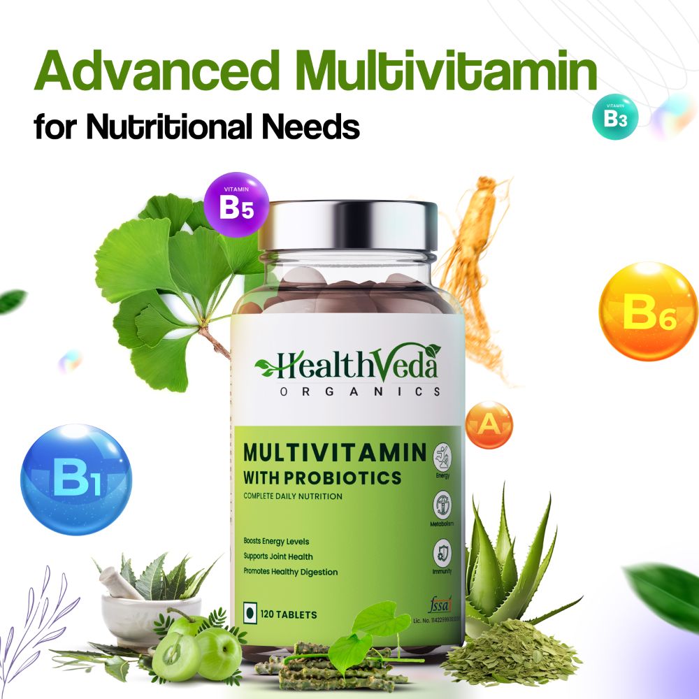 Health Veda Organics Multivitamin Tablets with Probiotics for both Men & Women