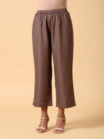 Thumbnail for trueBrowns Cotton Linen Burnt Brown Boxy Fit Co-Ord Set - Distacart
