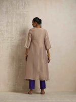 Thumbnail for trueBrowns Lilac Tissue Angrakha Kurta Set