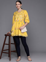 Thumbnail for Ahalyaa Floral Printed Embellished Tunic - Distacart