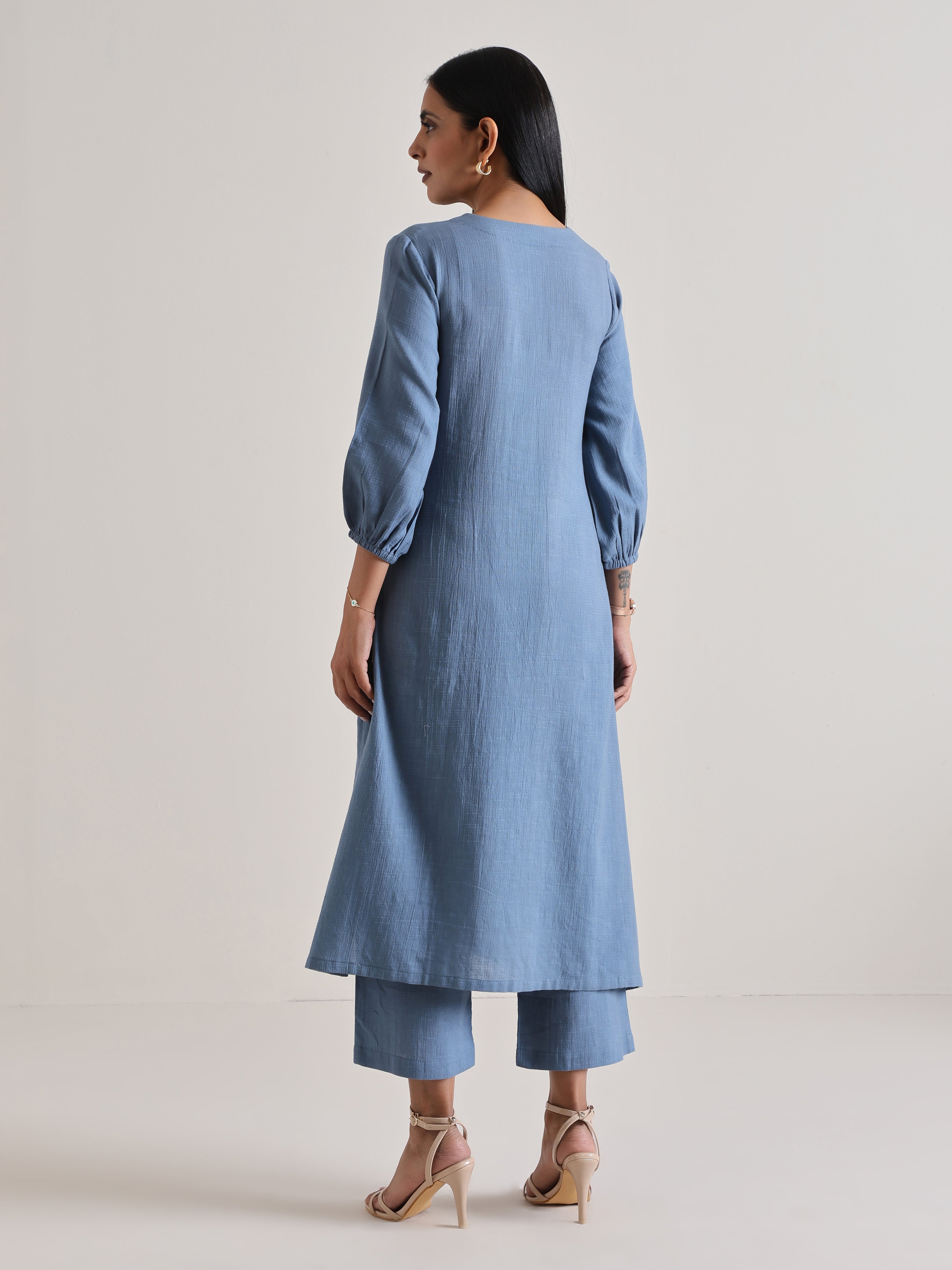 trueBrowns Light Blue Kurta Pant Set - Distacart