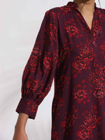 Thumbnail for trueBrowns Purple Floral Print Kurta Set