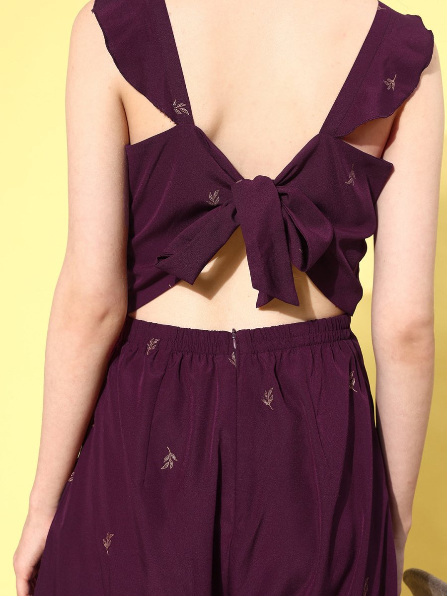 Ahalyaa Printed Basic Jumpsuit with Ruffles - Distacart