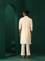 Thumbnail for trueBrowns Men's Ivory Multi Colour Striped Cotton Kurta - Distacart