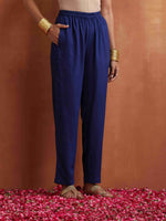 Thumbnail for trueBrowns Blue Print A-line Kurta Set