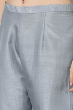 Thumbnail for Ahika Grey Poly Silk Straight Kurta Pant With Dupatta