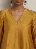 Thumbnail for trueBrowns Gold Brown Silk A-line Kurta Set - Distacart