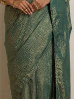 Thumbnail for trueBrowns Dark Green Gold Lurex Ready To Wear Saree