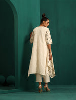 Thumbnail for trueBrowns Ivory Rhombus Cotton Handkerchief Kurta Pant Set - Distacart
