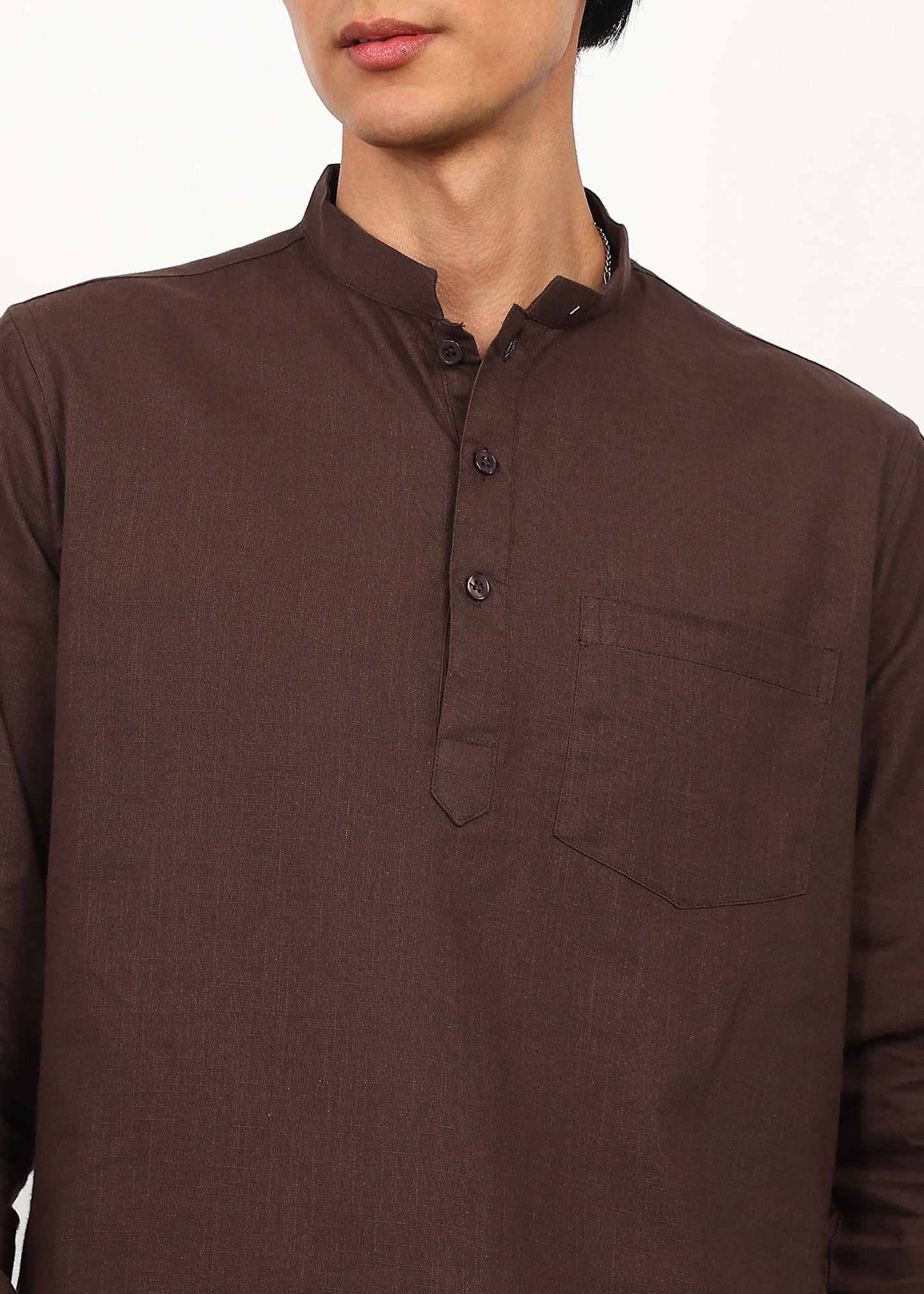 Fabmade Cocoa Drift Linen Kurta Set - Distacart