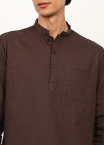 Thumbnail for Fabmade Cocoa Drift Linen Kurta Set - Distacart