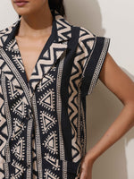 Thumbnail for trueBrowns Beige Cotton Geometric Print Jacket Co-ord Set