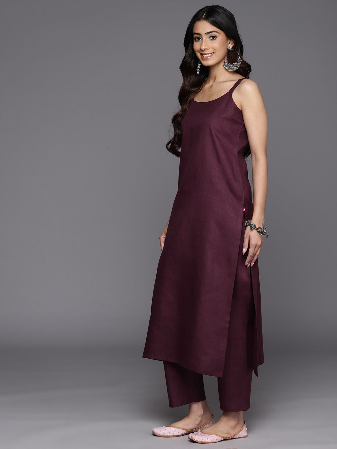 Varanga Women Strap Kurta Paired With Tonal Bottom And Printed Dupatta - Distacart