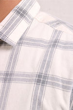 Thumbnail for Jonesburg Off White Checks Fine Corduroy Regular Fit Shirt