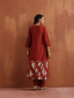Thumbnail for trueBrowns Rust Metallic Straight Kurta Set