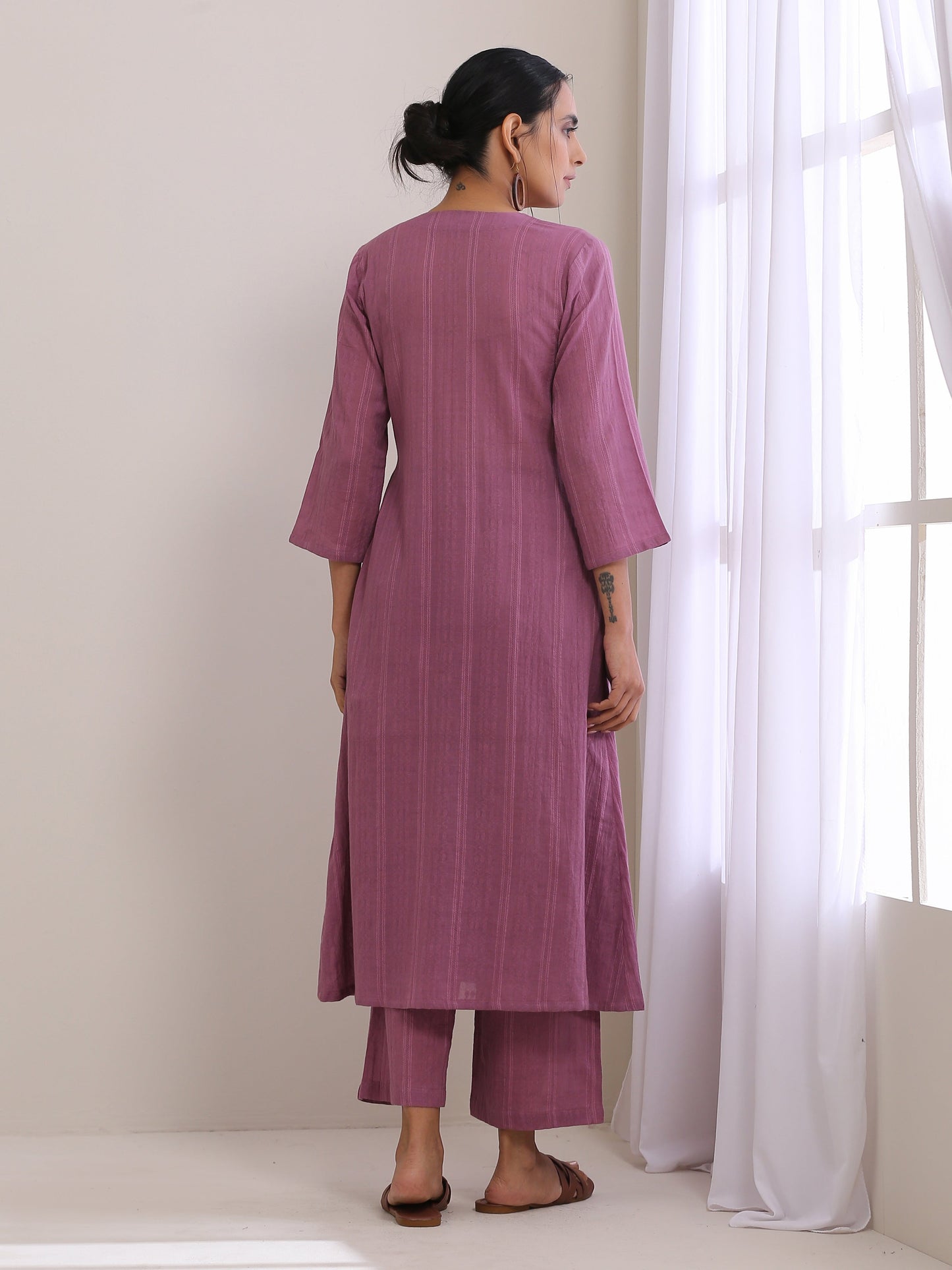 trueBrowns Onion Pink Dobby Angrakha Pant Set - Distacart