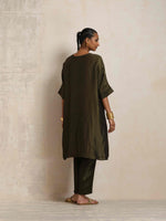 Thumbnail for trueBrowns Olive Green Tissue Kurta Co-ord Set