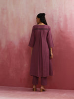 Thumbnail for trueBrowns Light Purple Cotton Dobby Flared Kurta Set