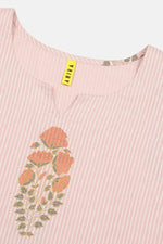 Thumbnail for Ahika Pink Cotton Striped Night Suit - Distacart