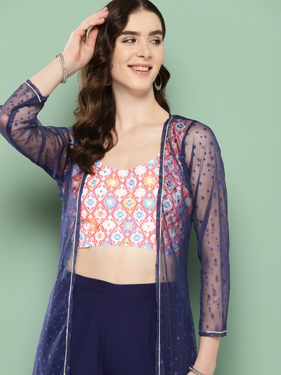 Ahalyaa Printed Ethnic Co-Ords with Shrug - Distacart