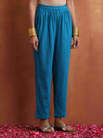 Thumbnail for trueBrowns Blue Print Flared Anarkali Kurta Co-ord Set