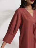Thumbnail for trueBrowns Pink Slub Kurta Set