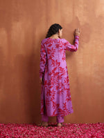 Thumbnail for trueBrowns Purple Print A-line Kurta Set - Distacart