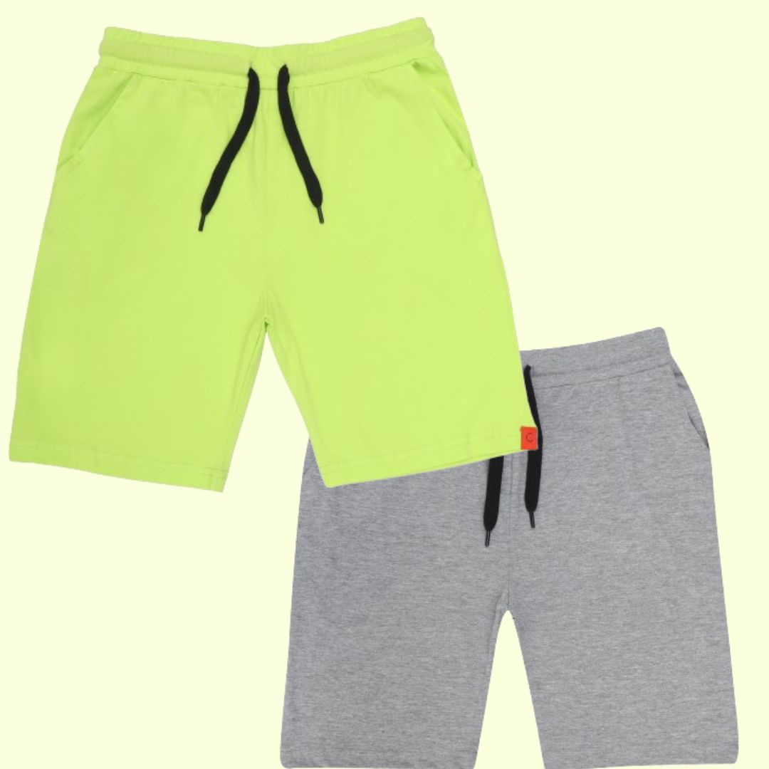 Chilins Kids Cotton Shorts Grey & Green - Distacart