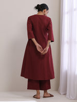 Thumbnail for trueBrowns Ruby Wine Dobby Angrakha Pant Set - Distacart