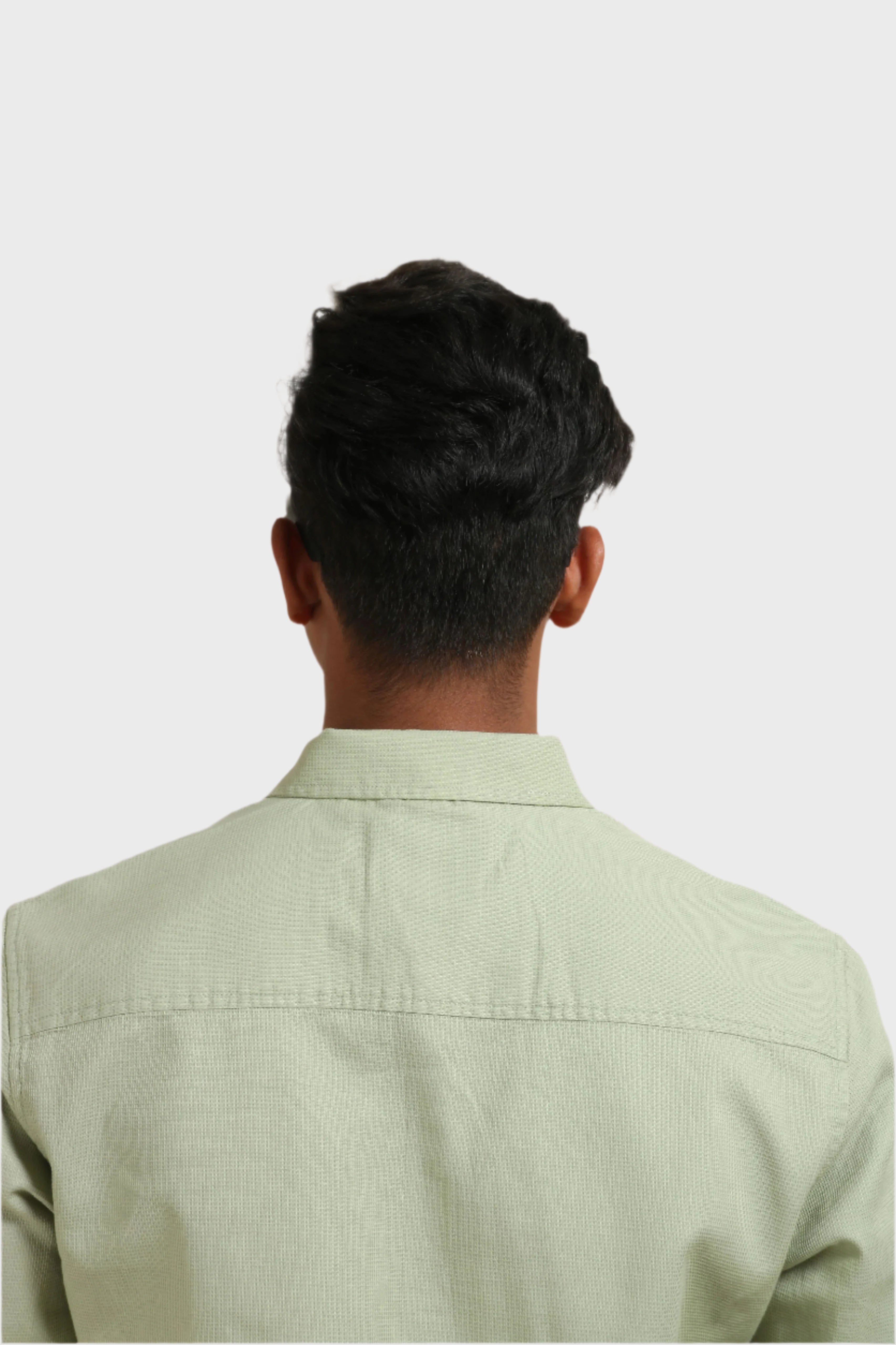 Xkind Pista Green Textured Slim Fit Shirt