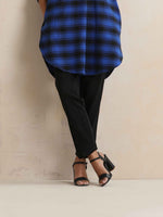 Thumbnail for trueBrowns Blue Check Pleated Winter Top