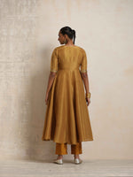 Thumbnail for trueBrowns Gold Tissue Flared Anarkali Kurta Set
