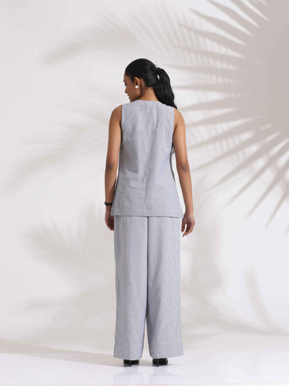 trueBrowns Grey Cotton Stripe Co-ord Set - Distacart